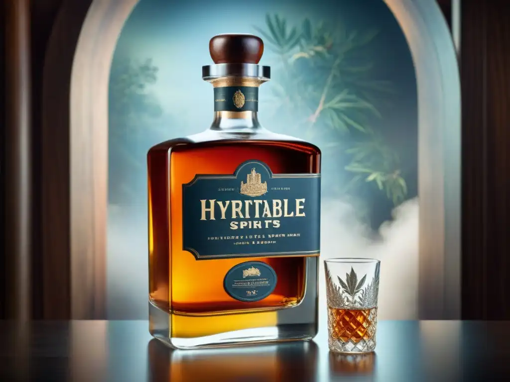 Certificado vintage de destilación de licores con detalles botánicos Certificaciones destilación bebidas alcohólicas: Detallado certificado vintage con caligrafía ornamental y sellos de cera