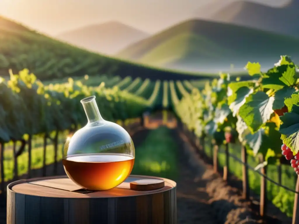 Destilación solar en viñedo: tradición e innovación sostenible Destilación solar: fusión de tradición y tecnología sustentable en viñedo pintoresco