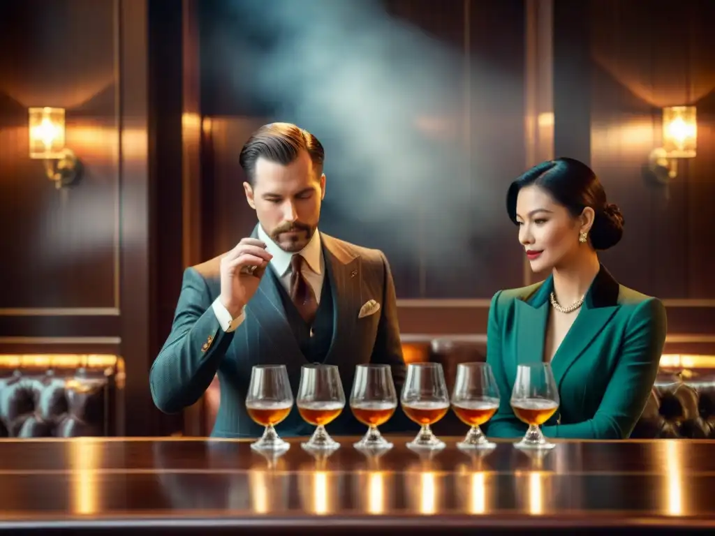 Exclusivo salón de cata de whisky en club clásico Un exclusivo club de whisky para paladar: sala de degustación con ambiente cálido, elegancia y sofisticación