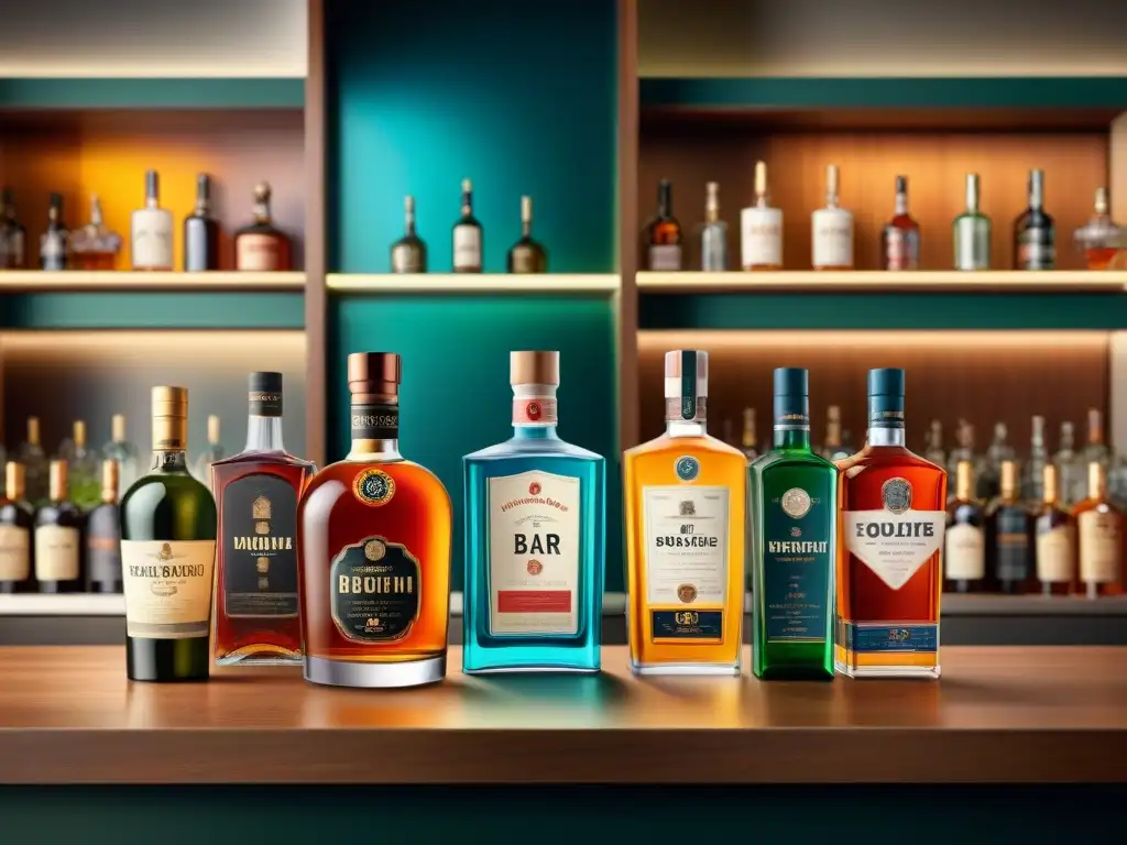 Diseñadores innovadores creando botellas de licor únicas en un bar moderno Un grupo de diseñadores de botellas de destilados innovadoras discuten apasionadamente en un elegante bar moderno, rodeados de creatividad y estilo