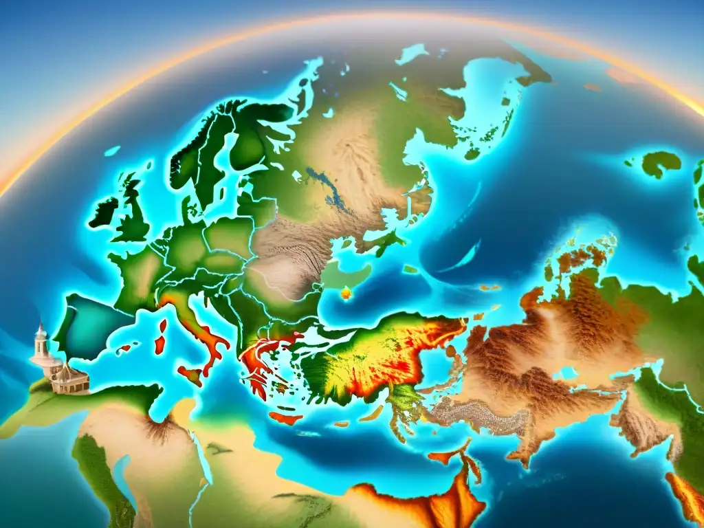 Mapa detallado de rutas comerciales globales de destilados Mapa detallado en 8k de rutas comerciales globales de destilados, con énfasis en regiones clave como Escocia, Kentucky y México