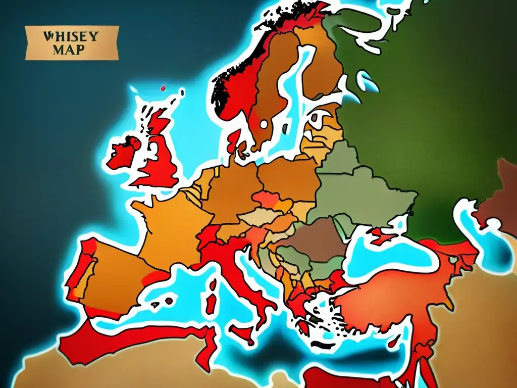Mapa europeo de destilerías: tradición e innovación en la era del Brexit Mapa europeo vintage con destilería y Brexit: regulaciones europeas en destilados