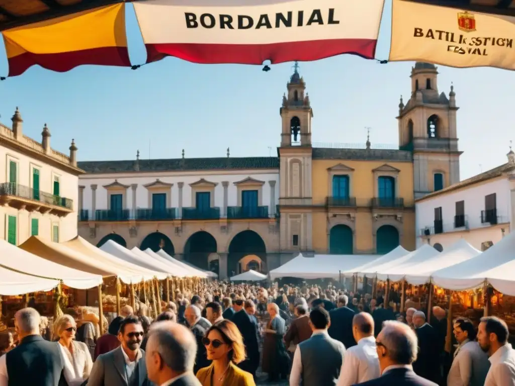 Mercado vibrante en Jerez: Festival de Brandy Un mercado bullicioso en Jerez de la Frontera durante el Festival Internacional del Brandy