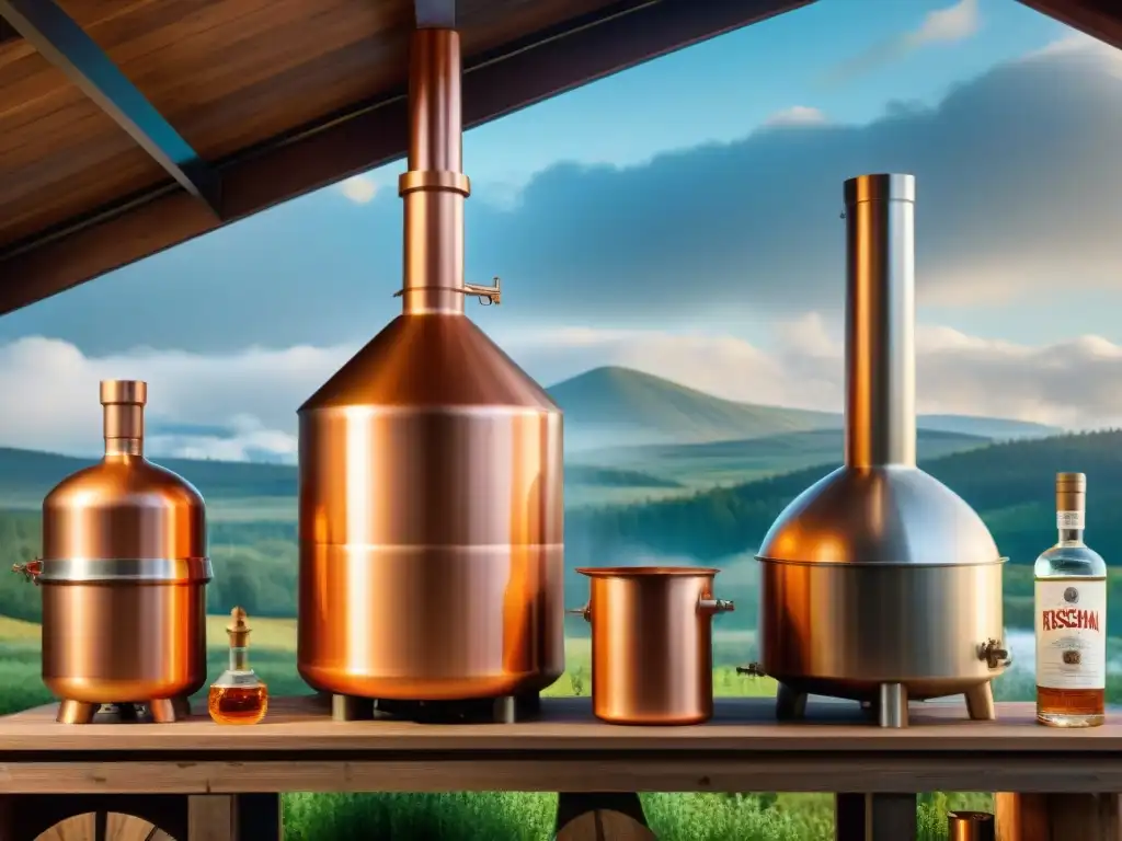 Tradición vs Dos métodos de destilación de vodka contrastan: tradicional en Rusia vs