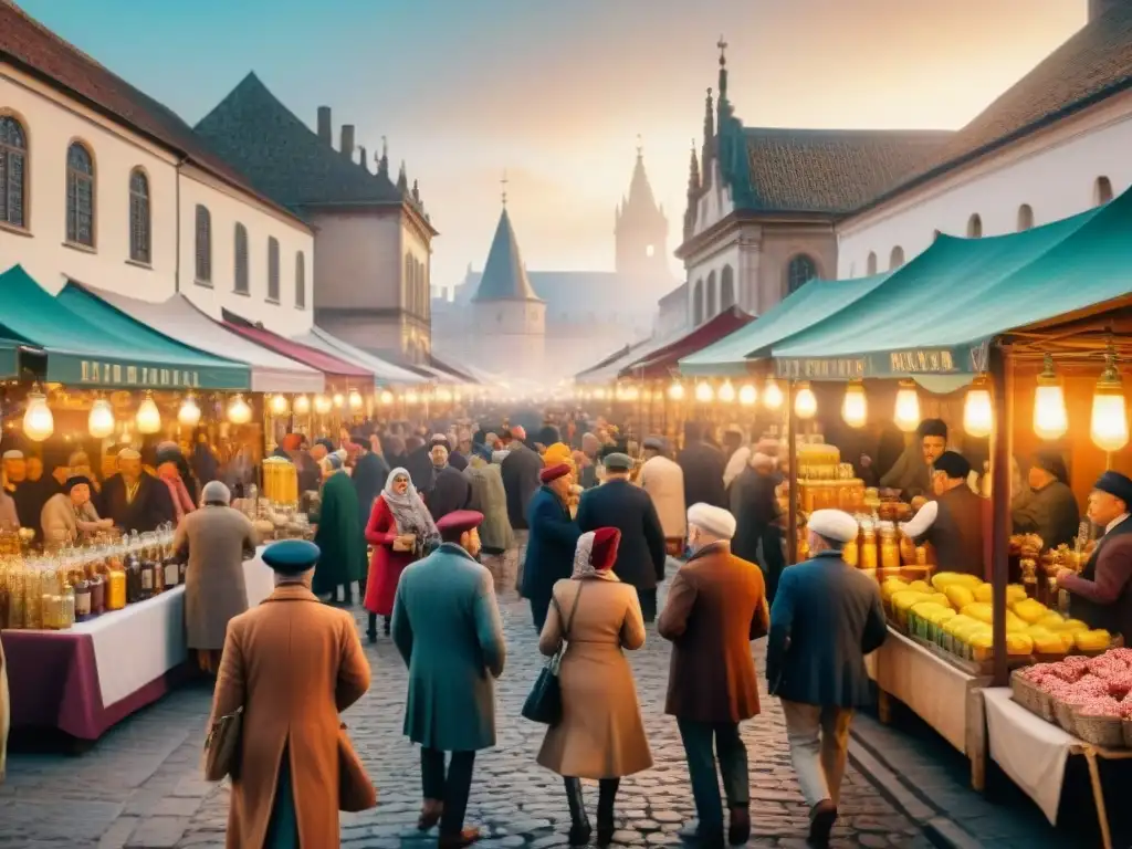 Mercado festivo: Diversidad y alegría en la venta de licores Vibrante mercado festivo con Consumo de destilados en festividades
